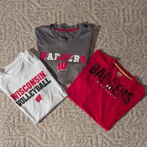 Lot of (3) University of Wisconsin Badger Athletic Shirts, Men's 2XL
